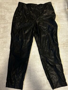 Aritzia Black Faux Leather Trousers
